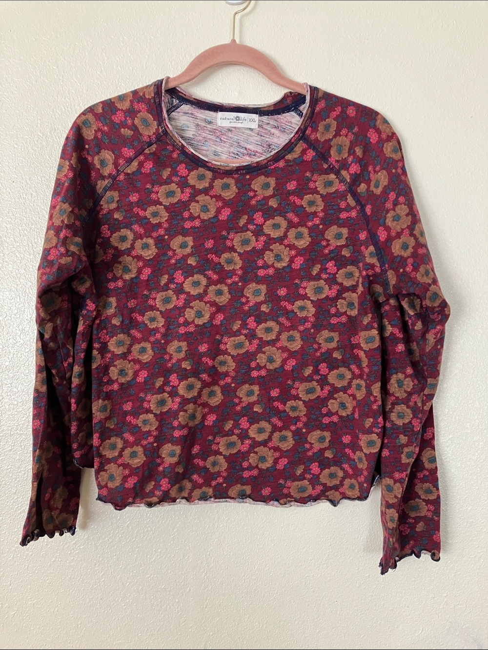 Natural Life Lily Long Sleeve Cotton T Shirt, XXL
